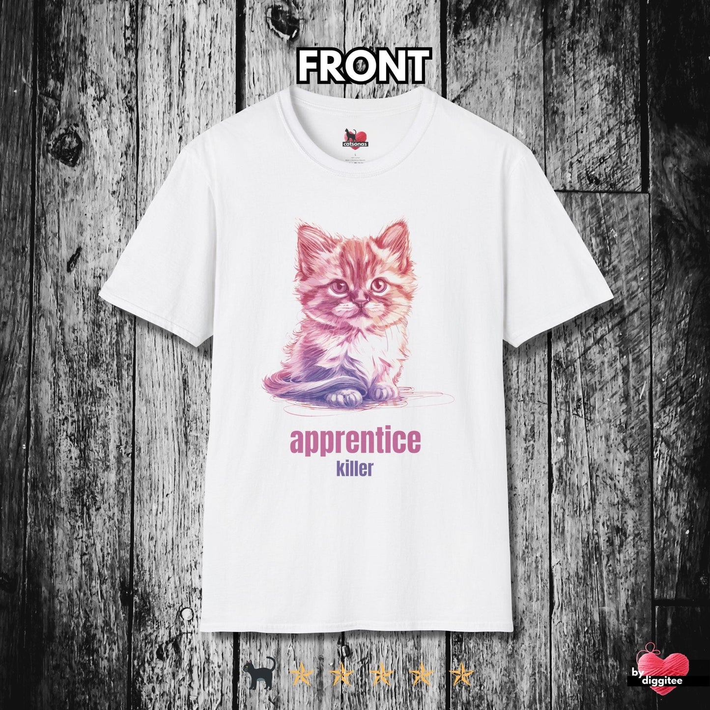 Printify T-Shirt White / L Funny CATS 🐈‍⬛ Killer Kitty