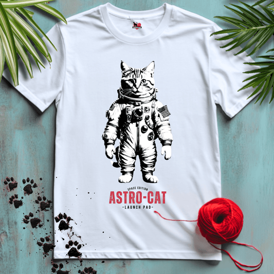 Printify T-Shirt White / XL ASTRO-CAT 🌕 MOON-SHOT-SE | Funny Cats Collection | Black+White SE