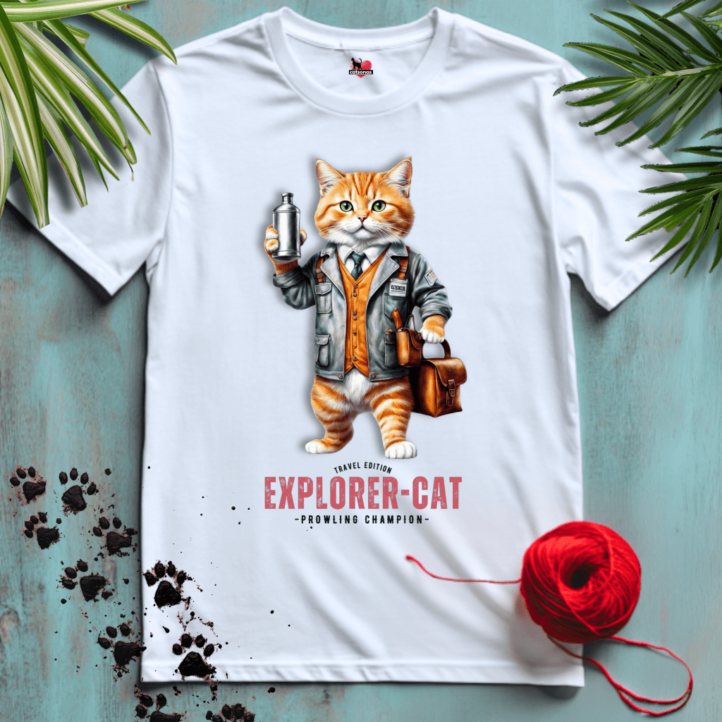 Printify T-Shirt White / XL EXPLORER-CAT 🧳 TRAVEL MAP | Adventure Cats Collection