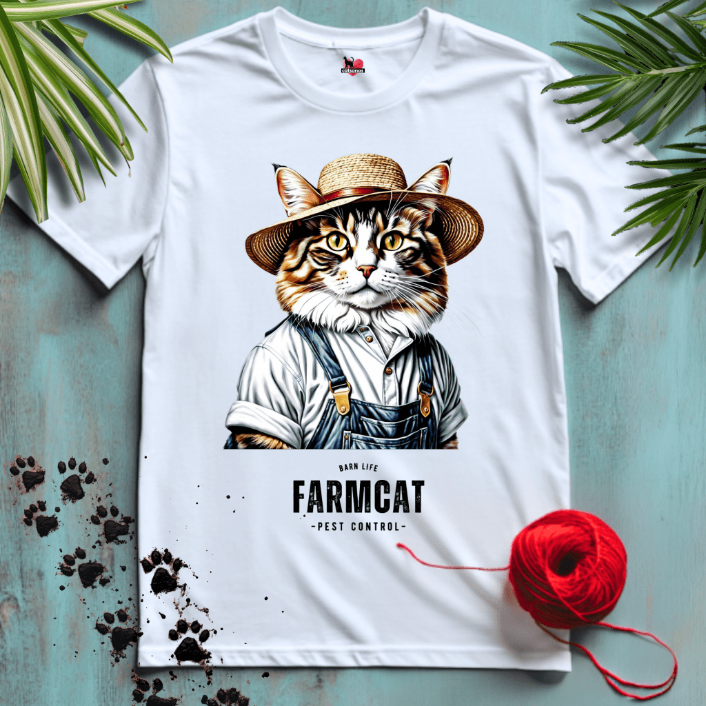 Printify T-Shirt White / XL FARM-CAT 🚜 BARN-PEST-CONTROL | Working Cats Collection