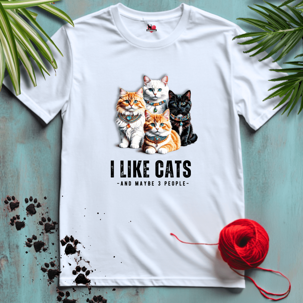 Printify T-Shirt White / XL I-LIKE-CATS 😻➕ 3-PEOPLE | Funny Cats Collection