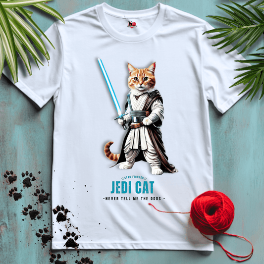 Printify T-Shirt White / XL JEDI-CAT ✷ MAY-THE-PAWS | Sci-Fi Cats Collection