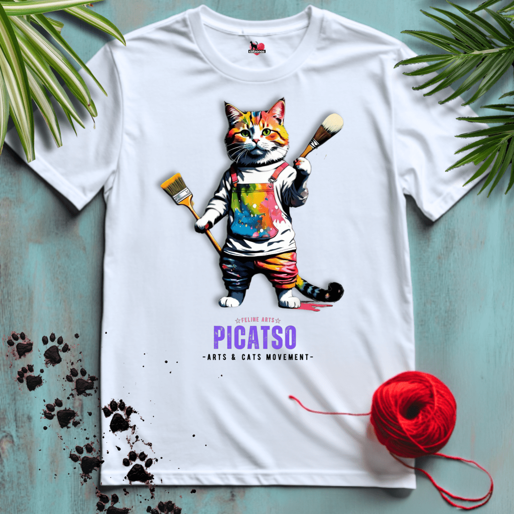 Printify T-Shirt White / XL PICATSO 🎨 ARTIST-PAINTER | Artsy Cats Collection