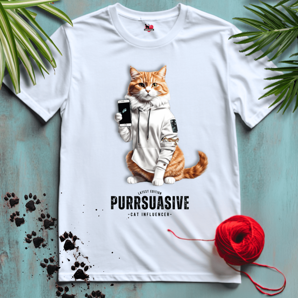 Printify T-Shirt White / XL PURRSUASIVE-CAT 📲 INFLUENCER-SOCIAL-MEDIA | Smart Cats Collection