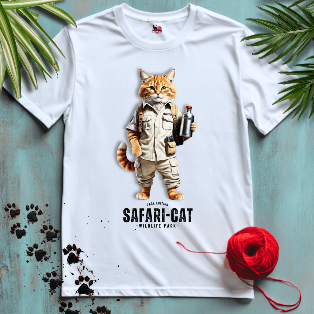 Printify T-Shirt White / XL SAFARI-CAT 🦁 ON-SAFARI-PARK-ZOO | Adventure Cats Collection