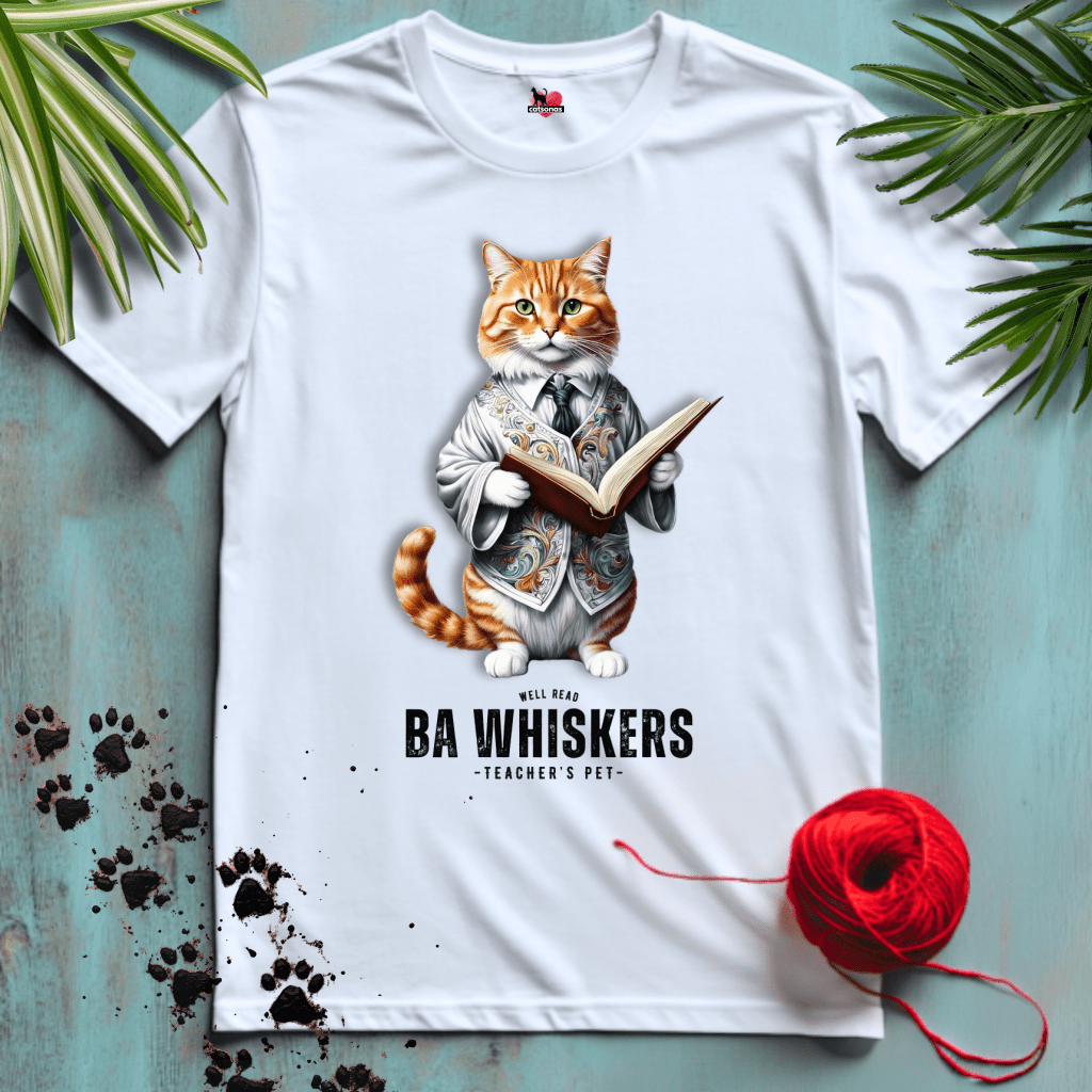 Printify T-Shirt White / XL TEACHER-CAT ✍️ BA-WHISKERS | Smart Cats Collection