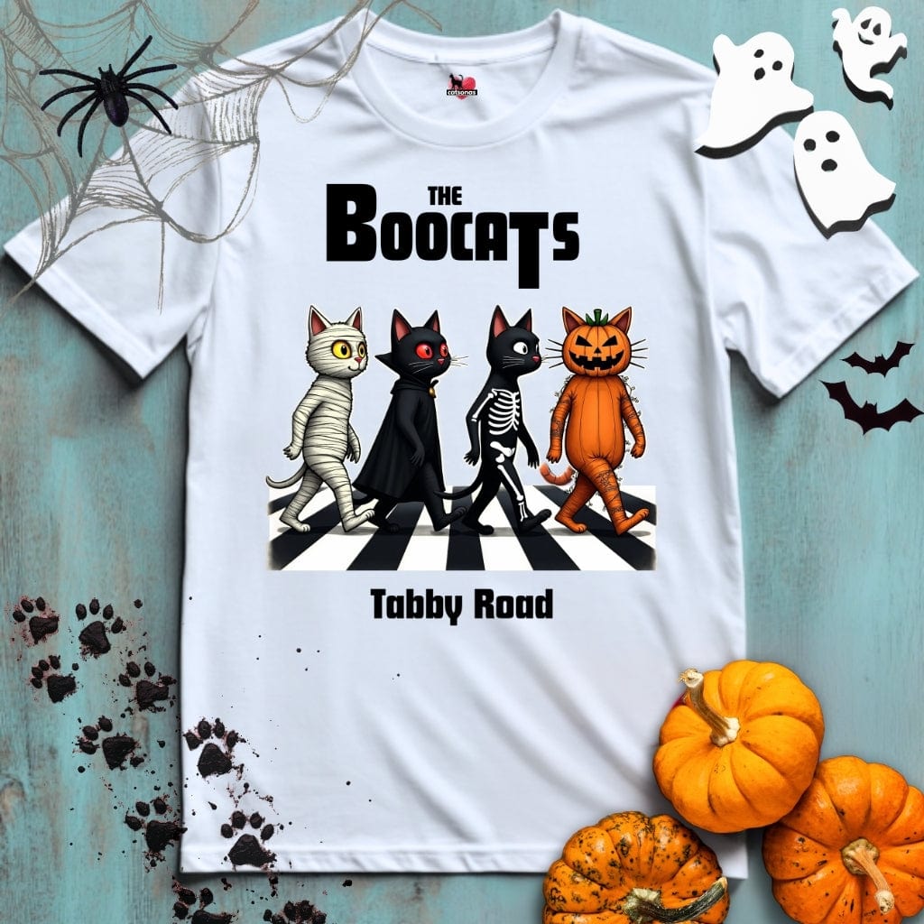 Printify T-Shirt White / XL The BOOCATS TABBY ROAD 👻 SPOOKY Season 🎃 HALLOWEEN Collection