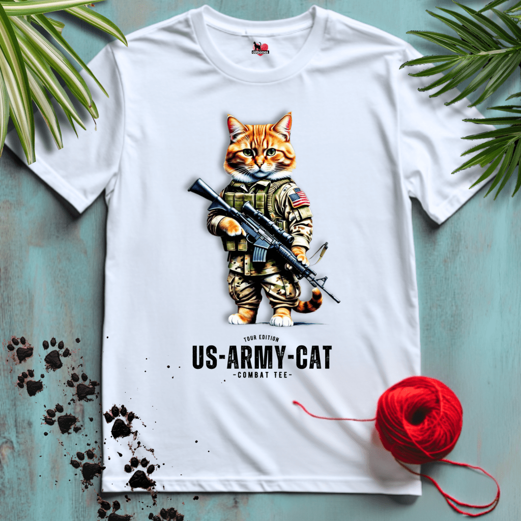 Printify T-Shirt White / XL US-ARMY-CAT 🪖 ARMED-FORCES | Military Cats Collection