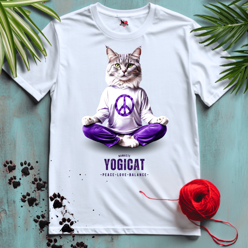 Printify T-Shirt White / XL YOGI-CAT ☮️ PEACE | Lifestyle Cats Collection