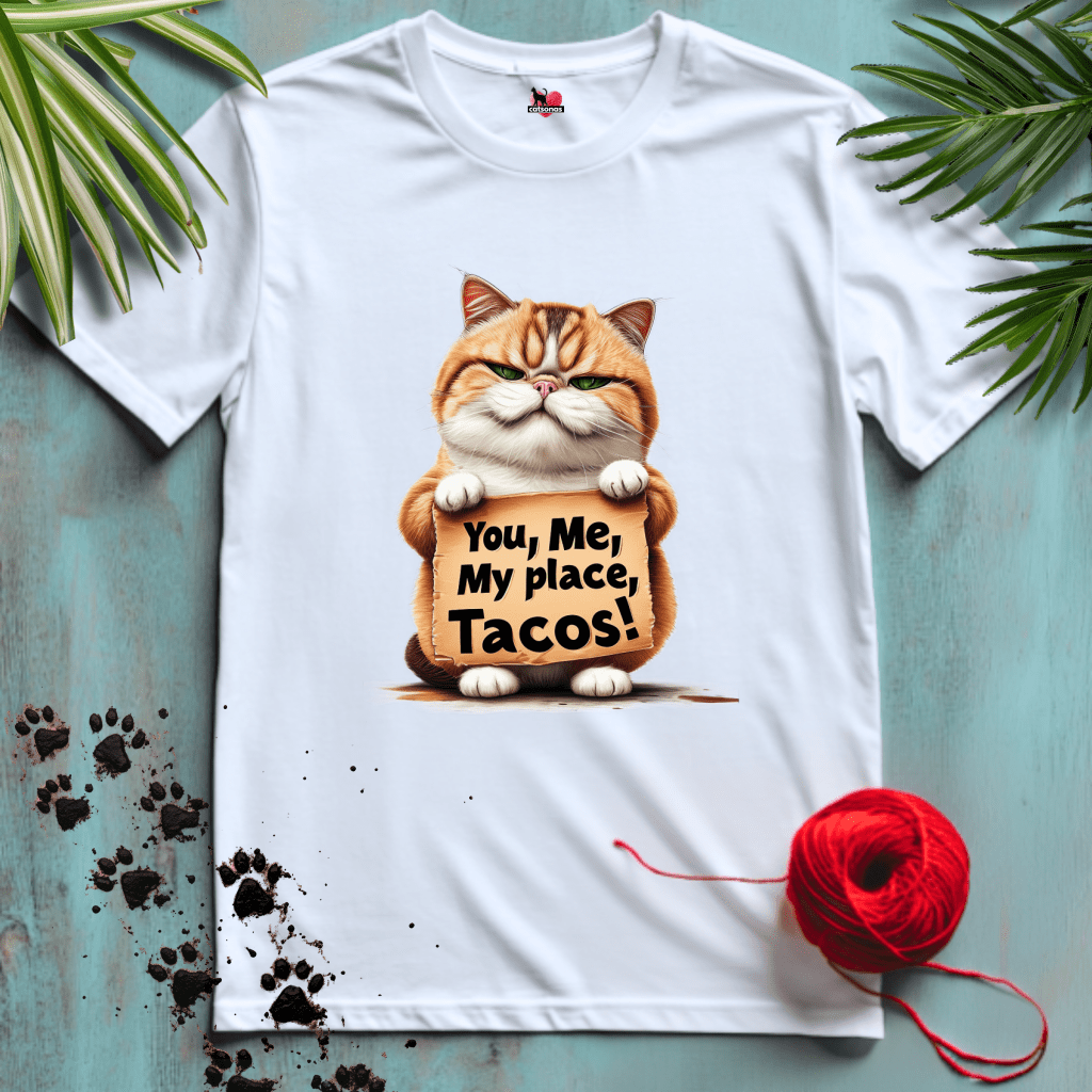 Printify T-Shirt White / XL YOU-ME-TACOS 🏡 MY-PLACE | Foodie Cats Collection | Funny