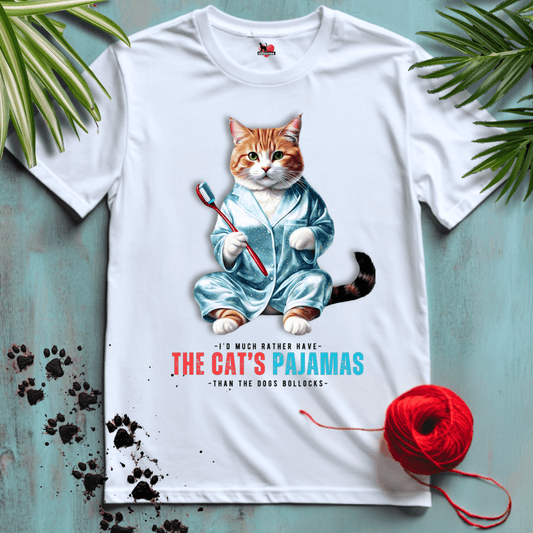 Printify T-Shirt White / XS CATS-PAJAMAS-😴 DOGS-BOLLOCKS | Snoozin' Shirt | Lifestyle Cats Collection