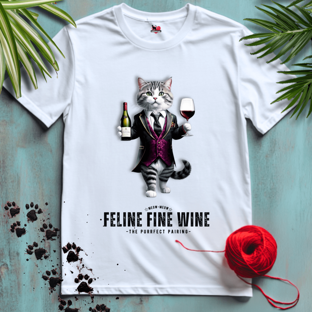 Printify T-Shirt White / XS FEILNE-FINE-WINE-WHITE-2-CATSONAS-WINE_e2e86f4d-25f0-4e74-acb5-2e69d8c34e58