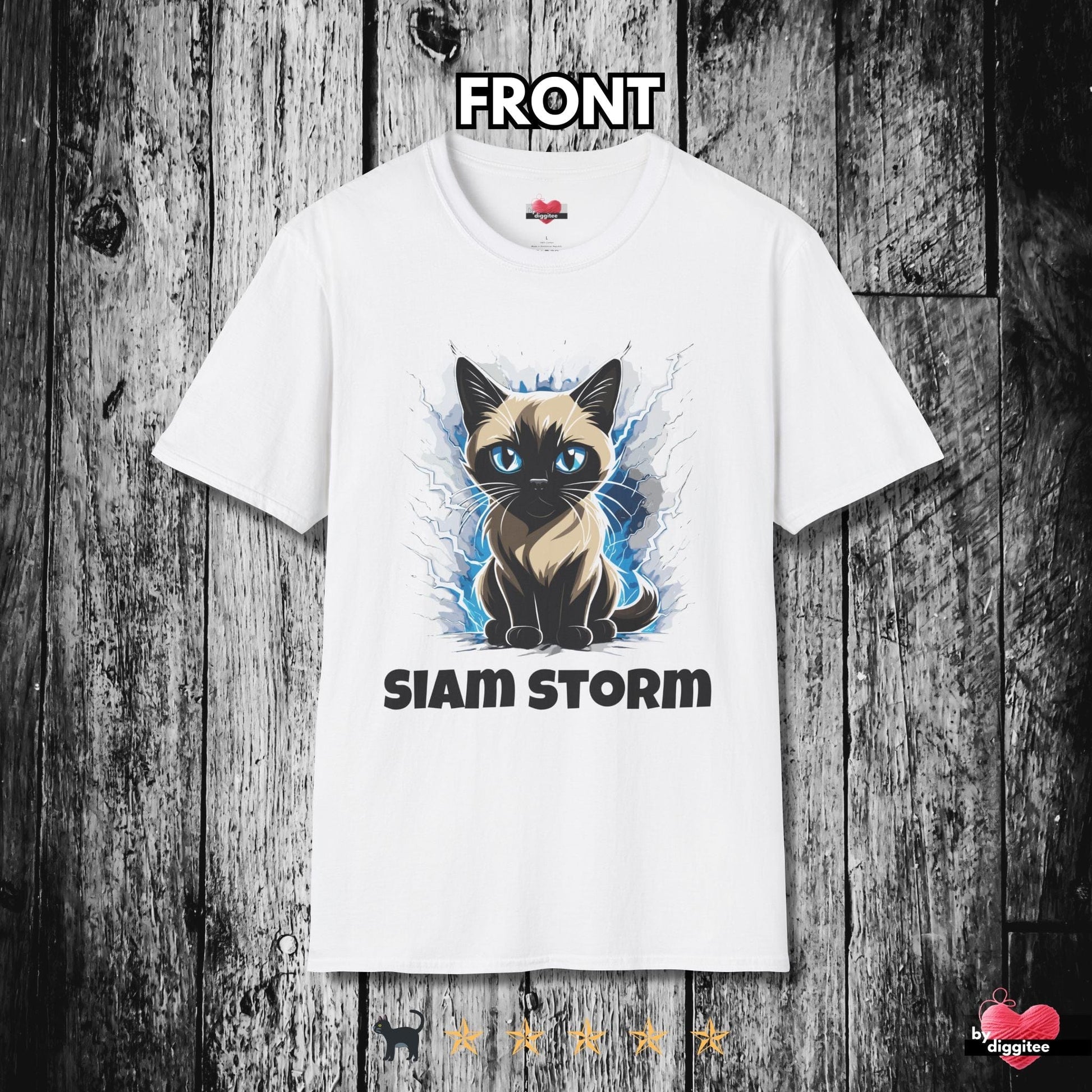 Printify T-Shirt White / XS Funny CATS 🐈‍⬛ SIAM STORM