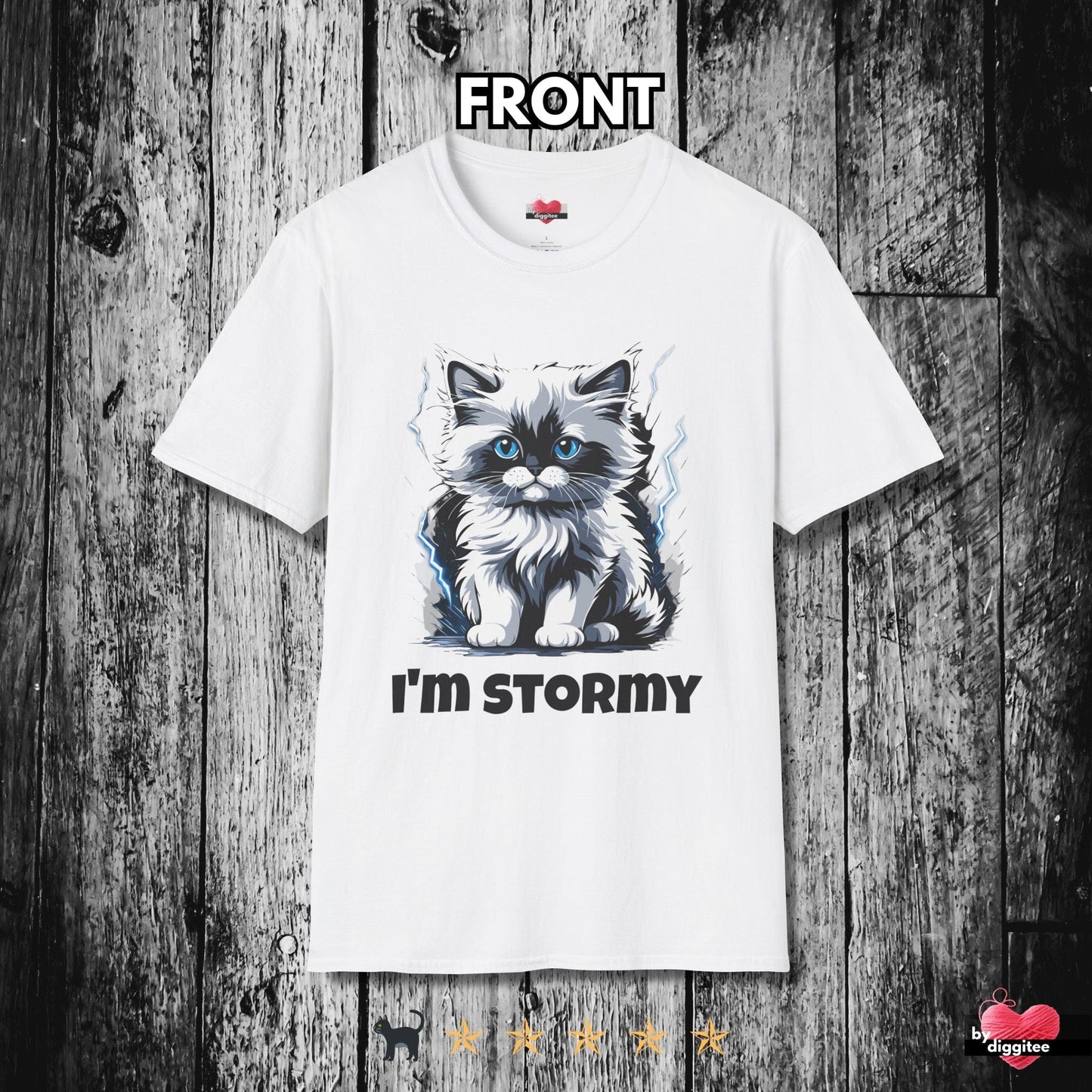 Printify T-Shirt White / XS Funny CATS 🐈‍⬛ STORMY