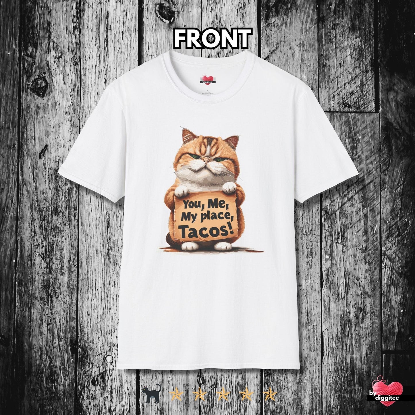 Printify T-Shirt White / XS Funny CATS 🐈‍⬛ TACO Tuesday