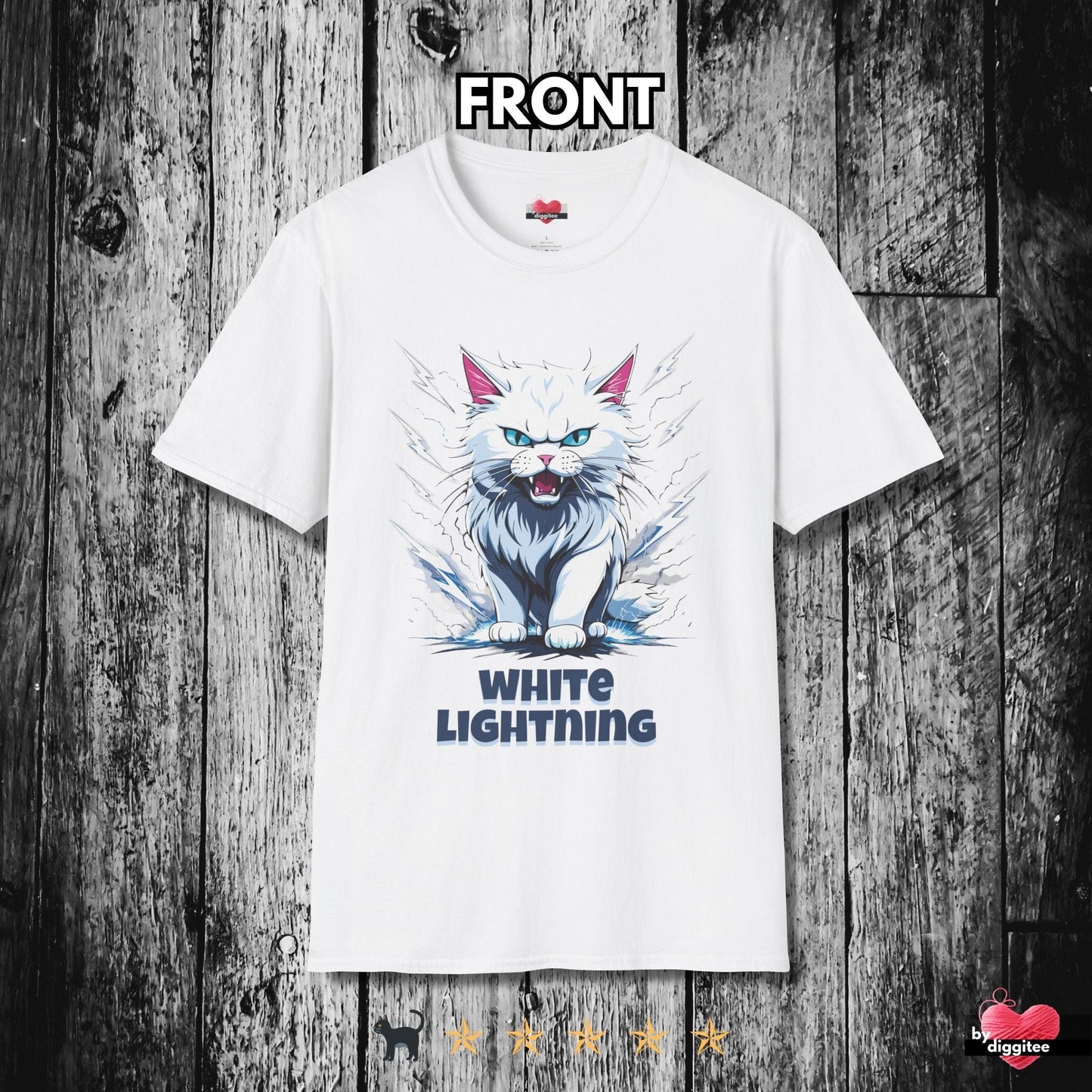 Printify T-Shirt White / XS Funny CATS 🐈‍⬛ WHITE Lightning