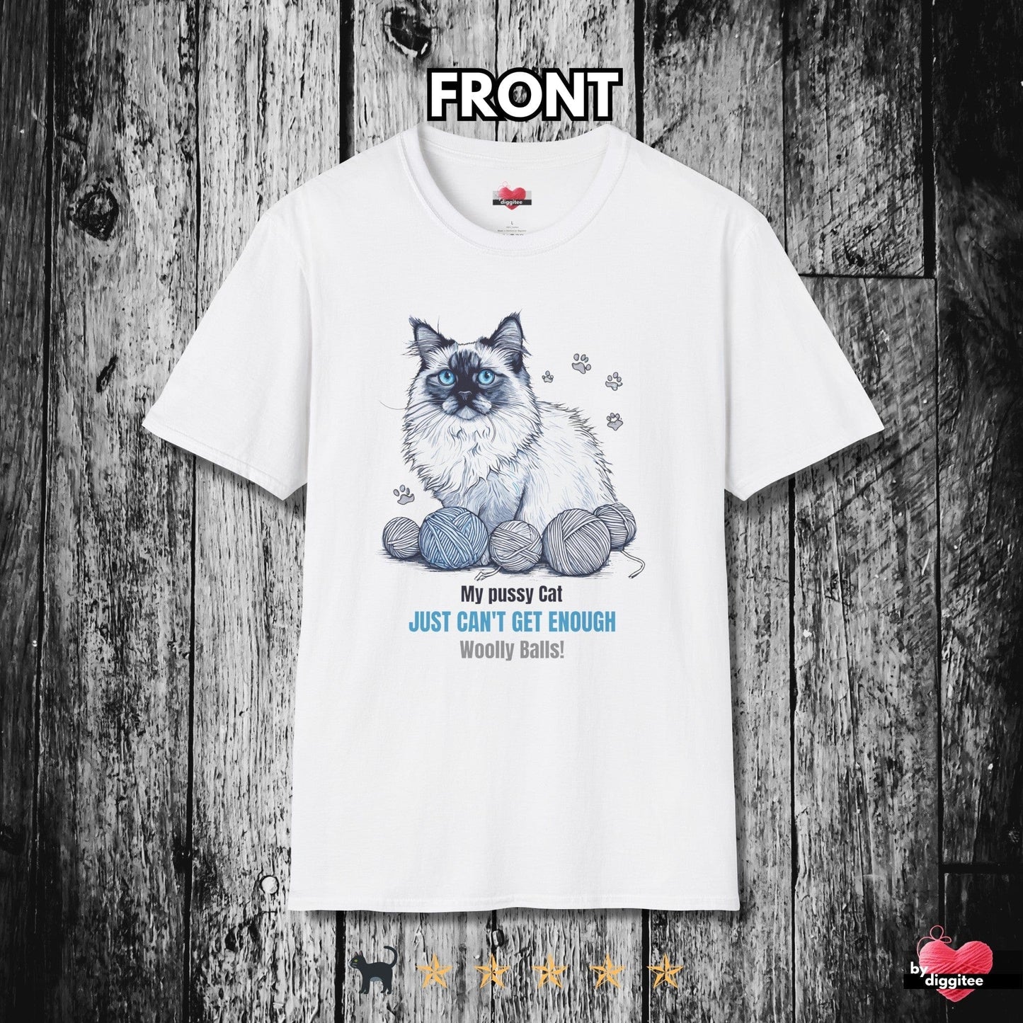 Printify T-Shirt White / XS Funny CATS 🐈‍⬛ Woolly Balls