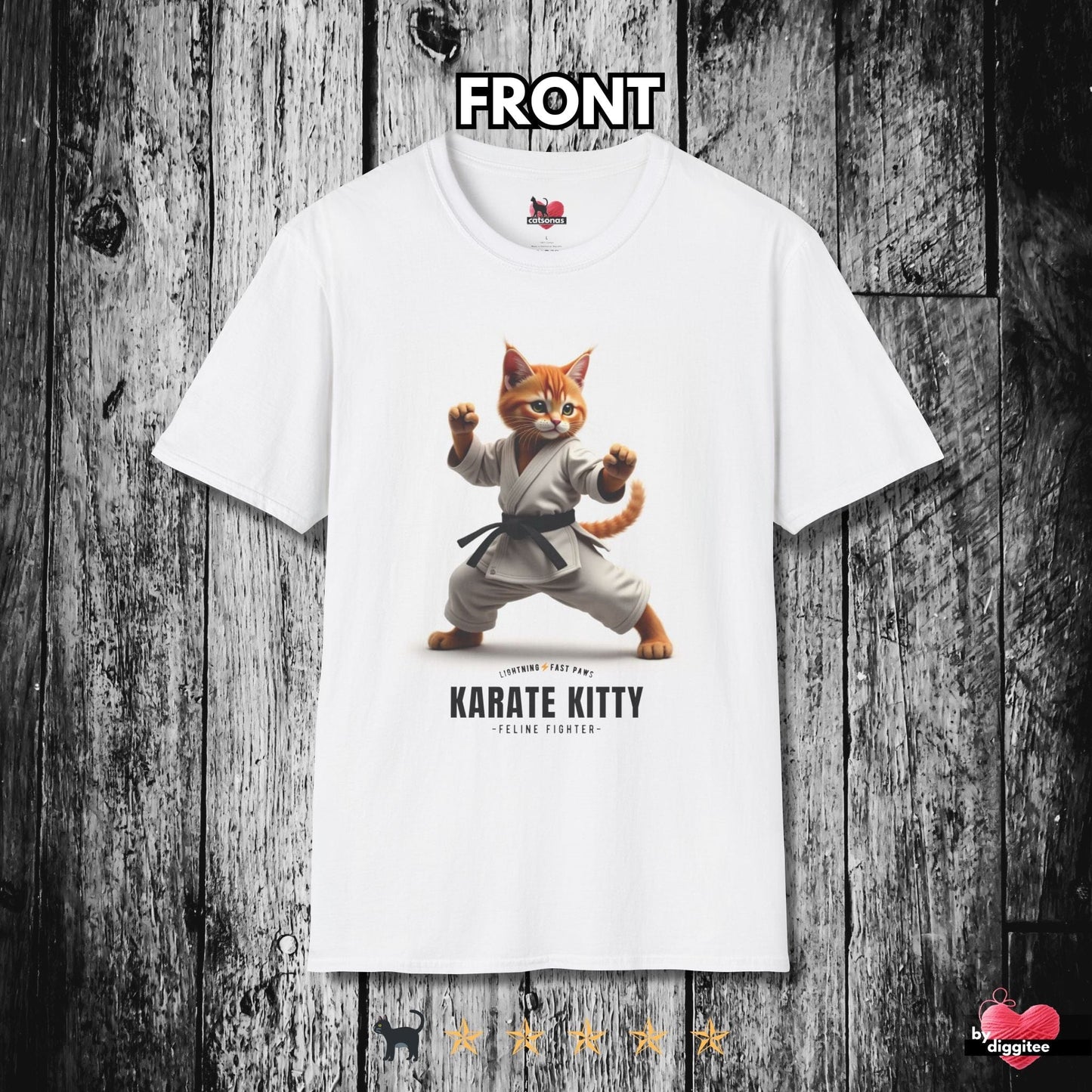 Printify T-Shirt White / XS KARATE-KITTY ⚡️ FAST-PAWS | Active Cats Collection