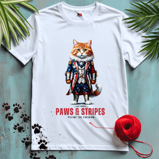 Printify T-Shirt White / XS PAWS-AND-STRIPES 🇺🇸 PATRIOTIC-CAT | Patriotic Cats Collection