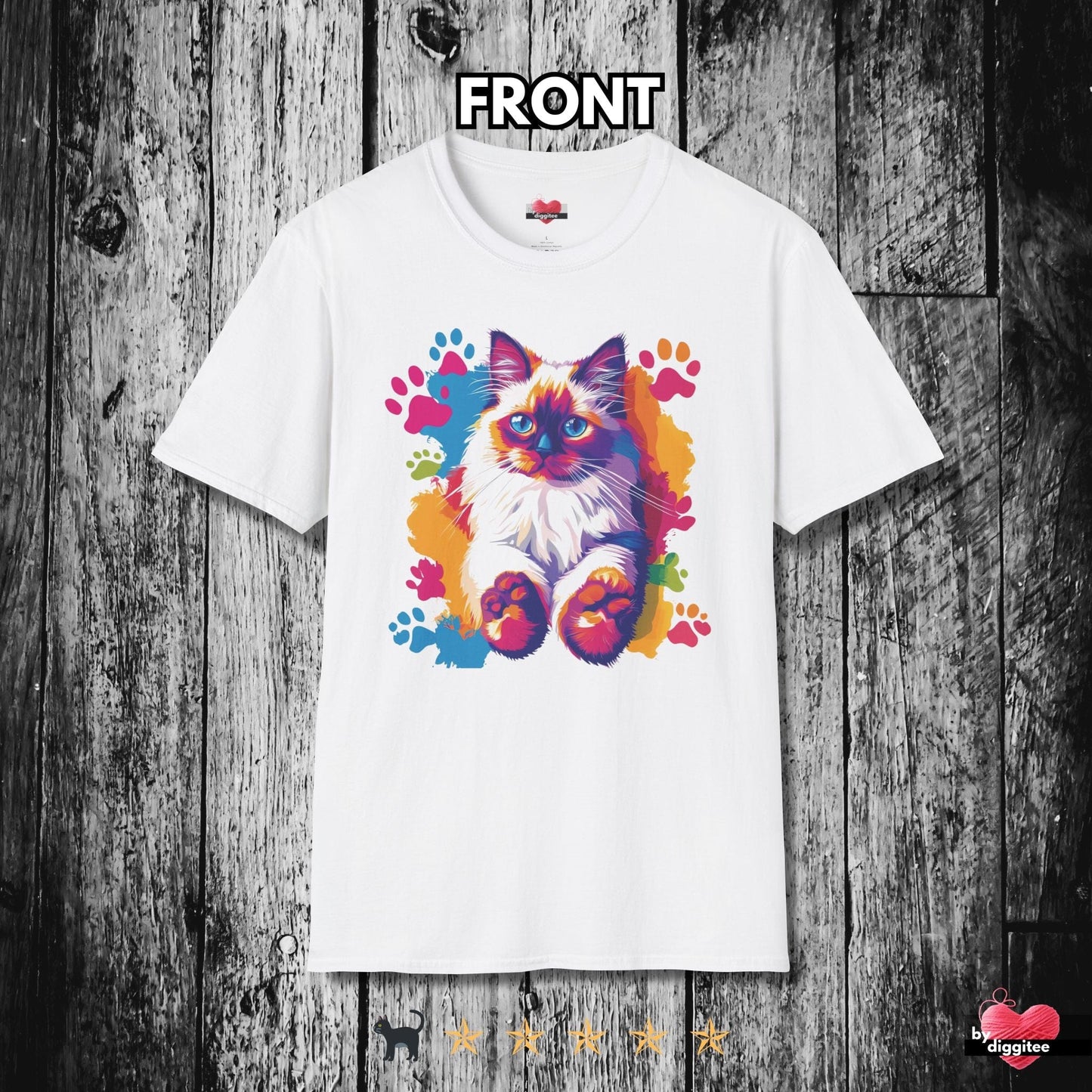 Printify T-Shirt White / XS 🐈‍⬛ Pretty CATS 🐈 Mucky Paws