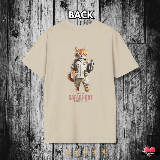 Printify T-Shirts Sand / S SAFARI CAT II 🐯 Back Print